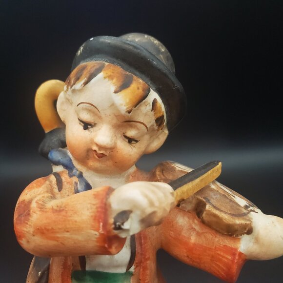 Hummel Style Figurine Fiddler Boy w/ Dog Vintage Japan Collectible Hand Painted - Picture 5 of 6